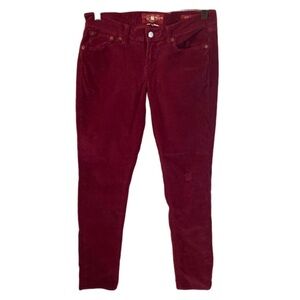 Lucky Brand corduroy pants. Size 8. Brick red color. Zoe skinny. Distressed knee